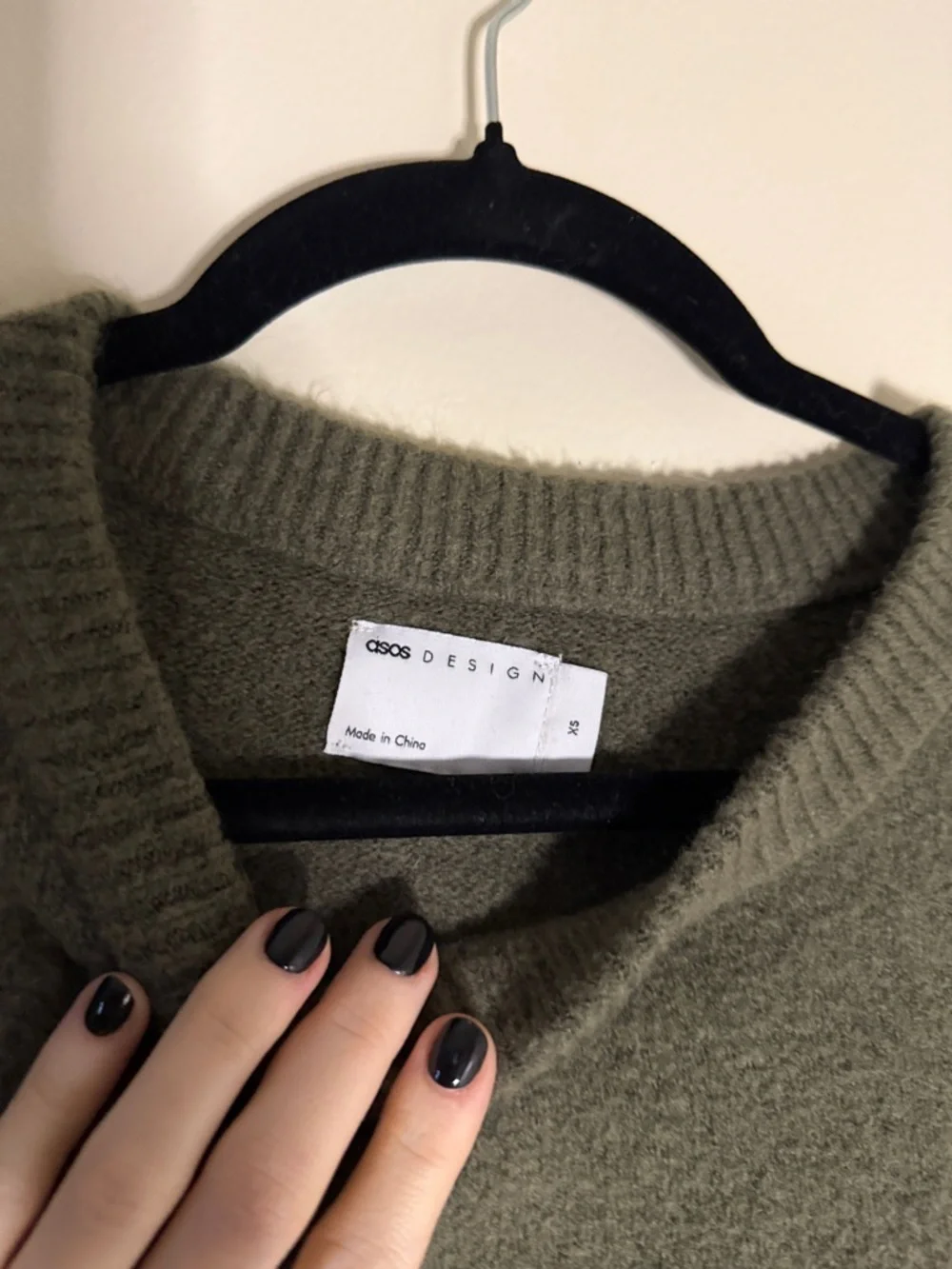 ASOS Design Cozy Olive Crewneck Sweater - Picture 2 of 2